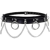 Women Punk Black Leather Waist Belt Layered Belly Chains Nightclub Rave Party Body Jewelry Accessories