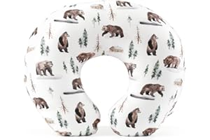 GRSSDER Nursing Pillow Cover Stretchy Minky Removable Nursing Covers for Breastfeeding Pillows, Ultra Soft Comfortable Slipcover for Boy and Girls, Jungle Bear/Rainbow