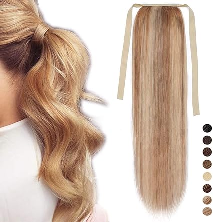 20 Human Hair Ponytail Extension 100 Remy Real Wrap Aronud Tie