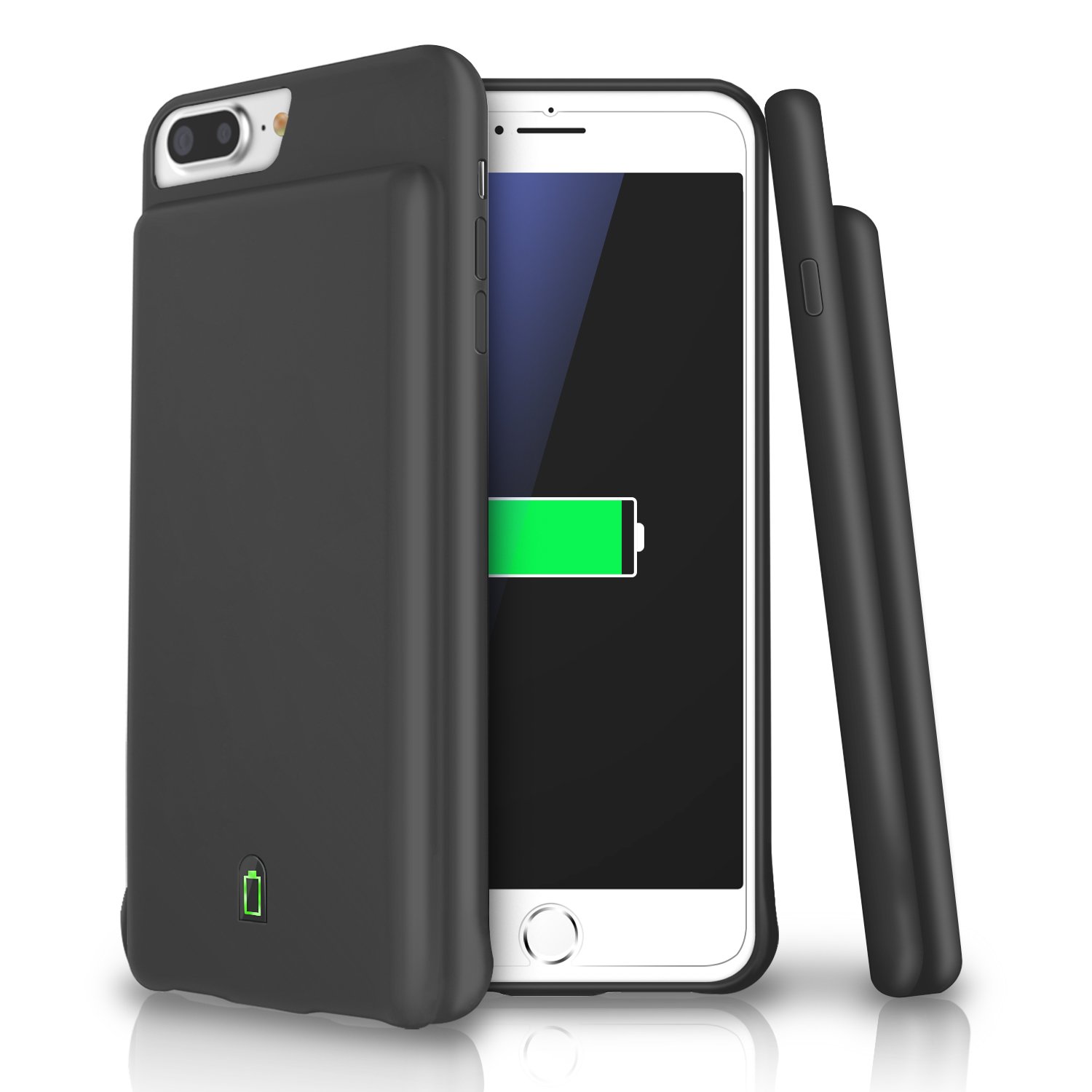 iPhone 8 Plus / 7 Plus / 6s Plus / 6 Plus Battery Case, LoHi 7000mAh Capacity Support Headphones Ultra Slim Extended Battery Rechargeable Protective Portable Charger 5.5 Inch Black