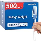 MOACOCK 500 Count Clear Disposable Plastic Forks, Heavy Weight Disposable Forks Plastic Utensils for Parties, Picnics, Big Event, Daily Use
