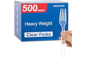 MOACOCK 500 Count Clear Disposable Plastic Forks, Heavy Weight Disposable Forks Plastic Utensils for Parties, Picnics, Big Event, Daily Use