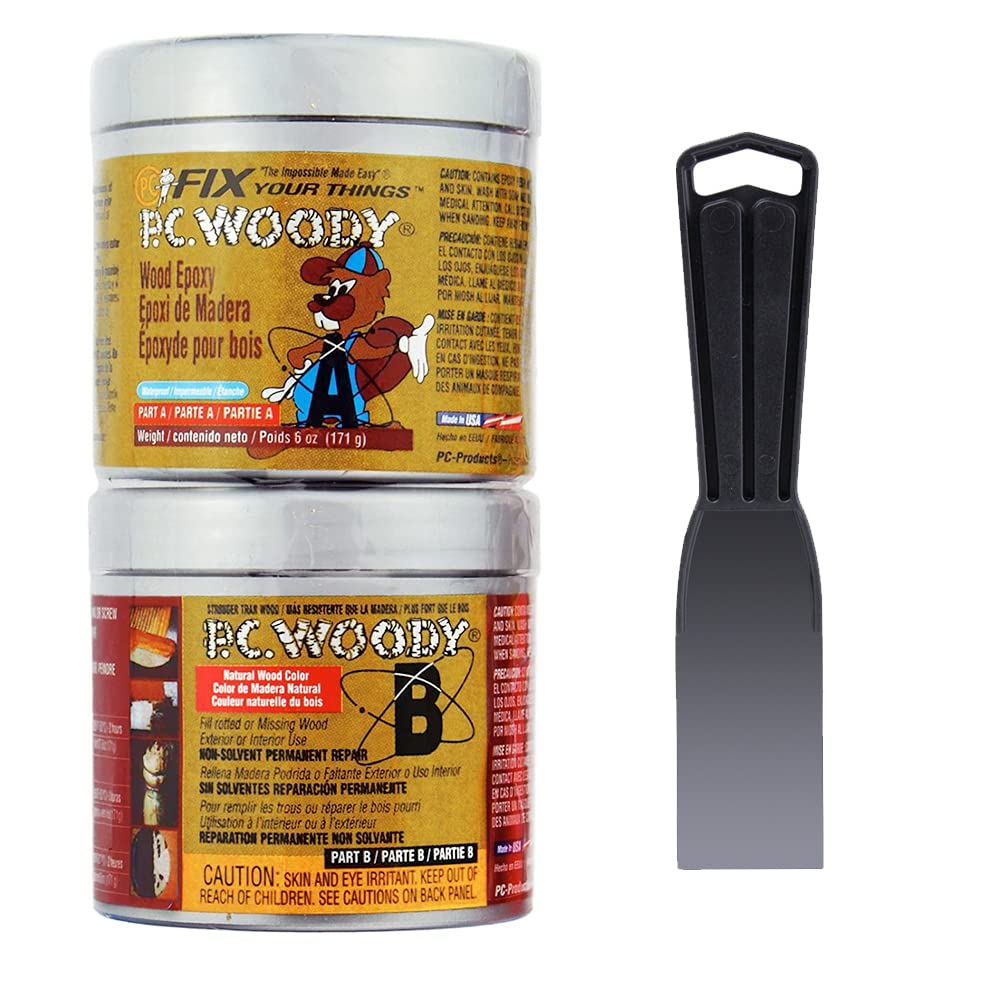 Photo 1 of PC Products PC-Woody Wood Repair Epoxy Paste Kit with Mixing Tool, Two-Part 6 oz in Two Cans, Tan (83321)