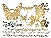 Terra Tattoos Gold Metallic Temporary Tats 75+ Geometric Henna Designs Butterflies, Elephants, Flowers Waterproof Nontoxic Long Lasting Perfect for Beach, Festivals, & more! (Dawn)