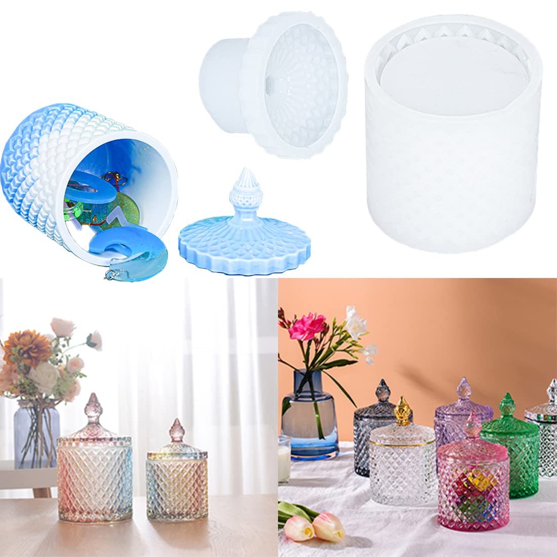 Voyyphixa Resin Molds with Lid - Silicone Jewelry Organizer & Epoxy Casting Molds for Pen Holder & Candle Cup