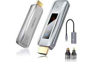 FIGEBNY Wireless HDMI Transmitter and Receiver 4K Decode 1080P Output 2.4G/5G Plug&Play Portable Extender, 165FT Full HD Display Adapter for TV Box/Streaming Media Video/Laptop/Projector/Monitor/Camera Silver