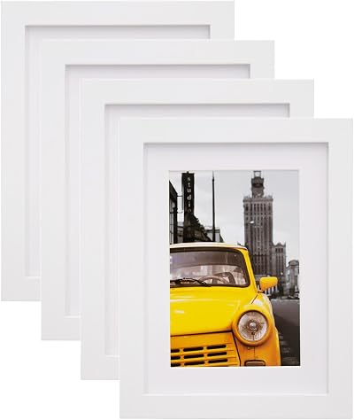 EGOFINE 8x6 Photo Frames Set of 4 White Wood Way Wall & Table Display
