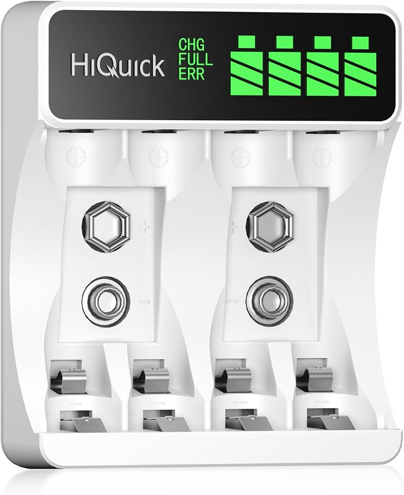 HiQuick LCD 4-Slot Battery Charger for AA/AAA Ni-MH Ni-Cd 1.2V Type C Input