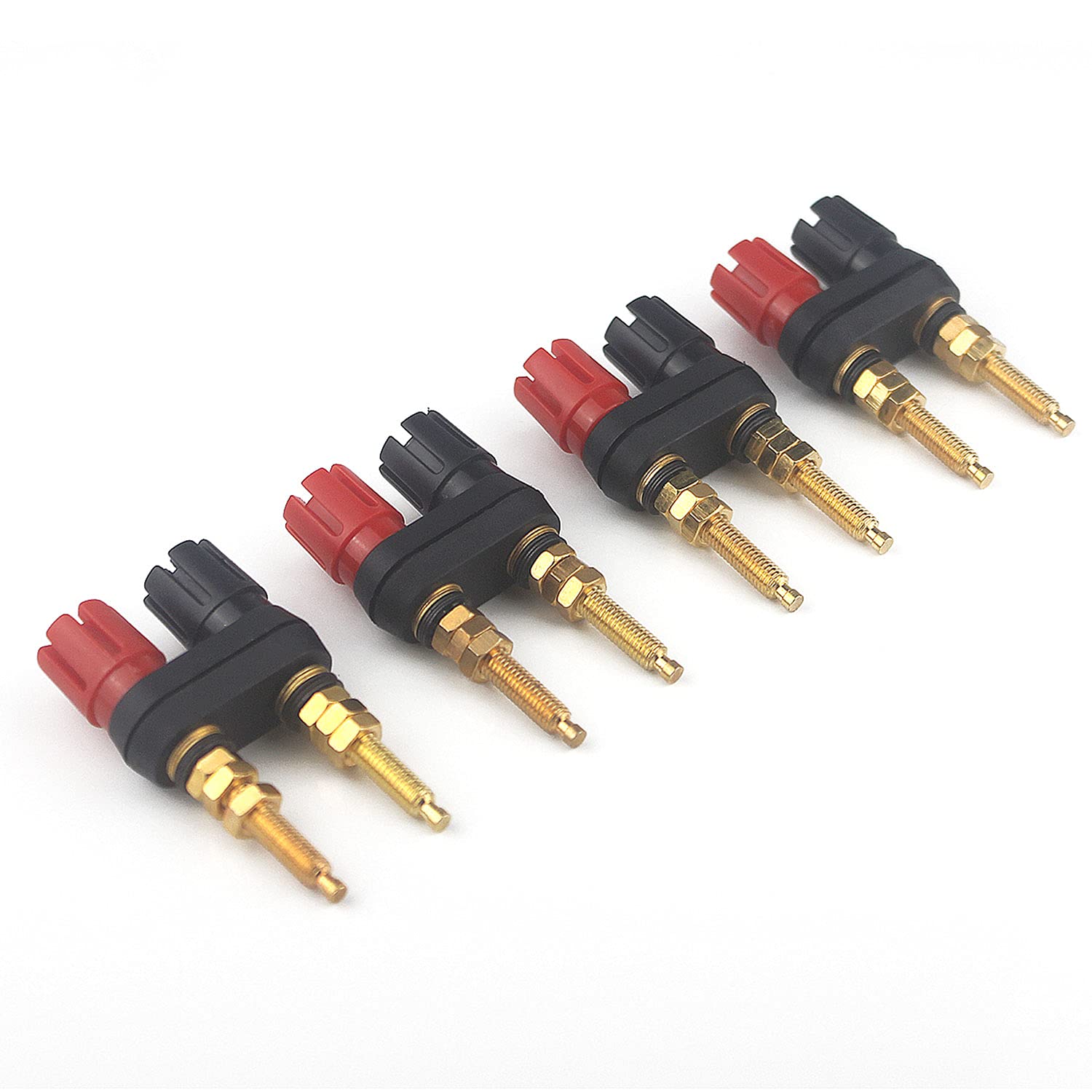 Aoowei Lengthen Dual Binding Post Speaker Terminal Binding Post Amplifier, 4mm banana plug connection 4 Pcs