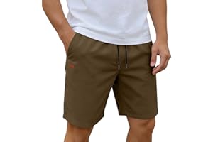 Sblioda Mens Cotton Shorts Casual Elastic Waist Short Pants Drawstring Summer Bermuda Trousers Gym Beach Outfit with Pockets