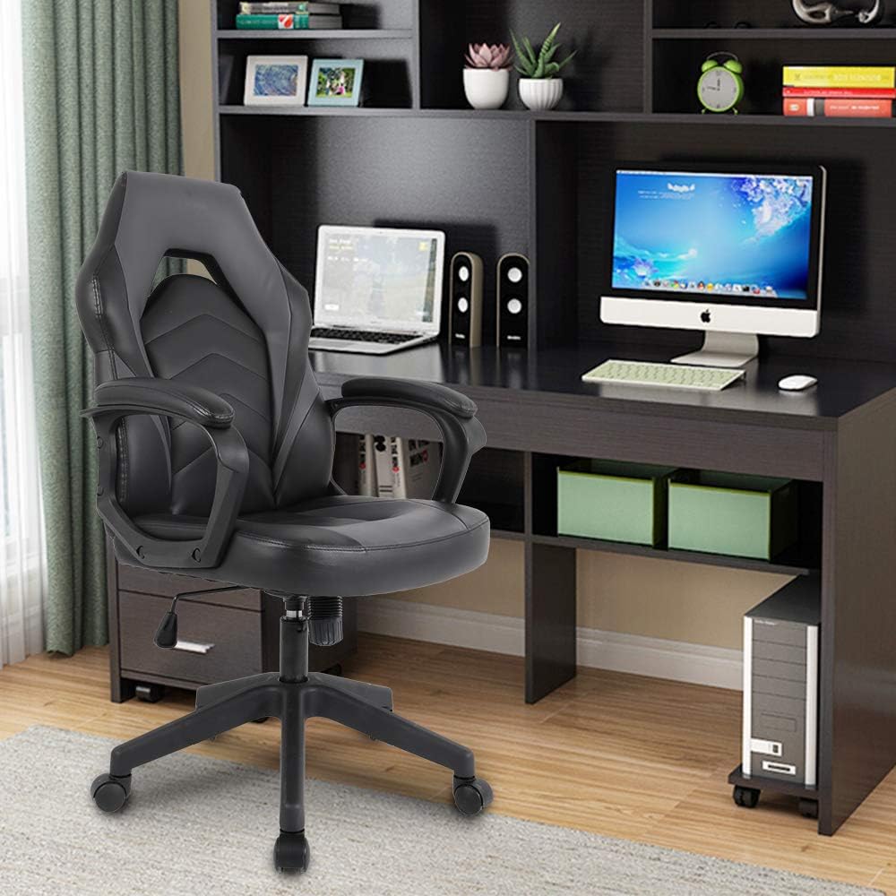 SMUGCHAIR Racing Gaming Chair Executive Bonded Leather Computer Office Chair with Adjustable Height and Padding Armrest: Furniture & Decor