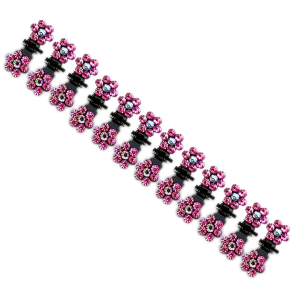 Polytree 12 Pcs Rhinestone Flower Mini Hair Claws Clips