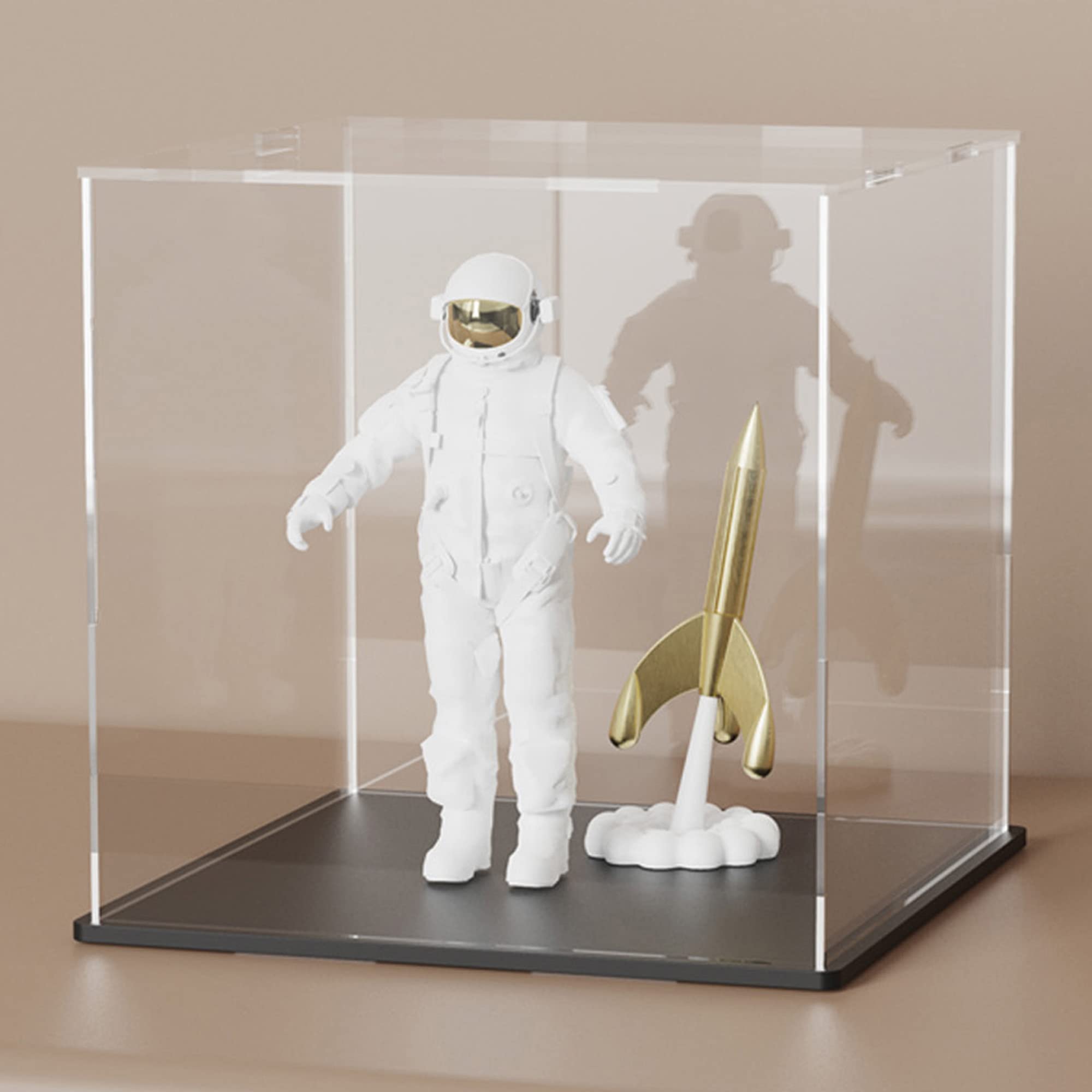 HOPEME Display Case 8x8x8 Inch, Acrylic Display Box for Collectibles, Dustproof Acrylic Display Case with Lid and Matt Black Base for Models and Action Figures — image 1