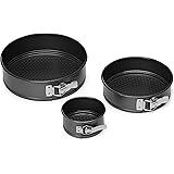 Amazon Basics Non-stick Springform Cake Tins (4'', 7'' and 9'') with Loose base (Set of 3)