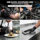 UK BEST BRANDS 100 Black Nitrile Disposable Gloves Medium Heavy Duty view 4