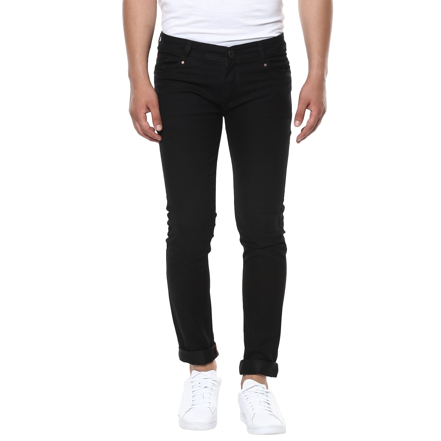 urbano fashion men's black slim fit stretchable jeans