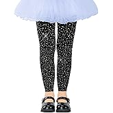 LUCKELF Girls Footless Tights with Sparkle Rhinestone Ballet Dance Tights for School Students Soft Stockings