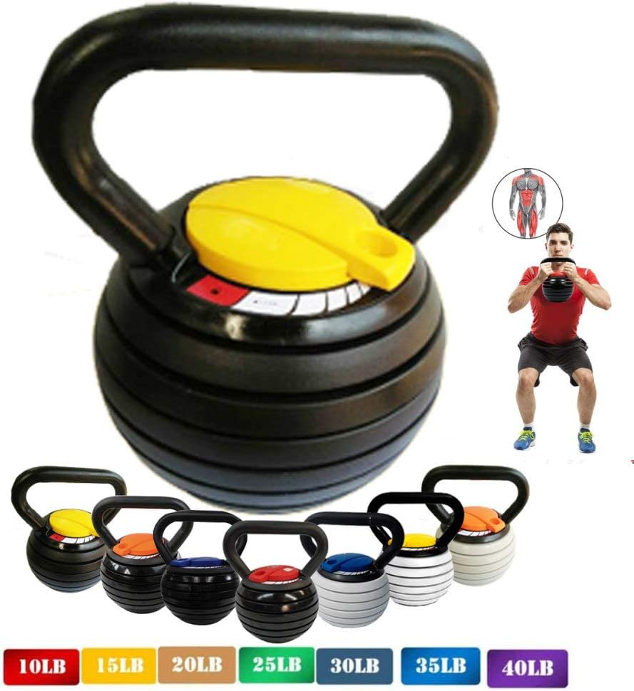 Cast Iron Adjustable Kettlebell Set Strength Training Exercise 10lb 40lb Kettle Ball Handle Grip Free Weightlifting Kettle Bell Weight Set