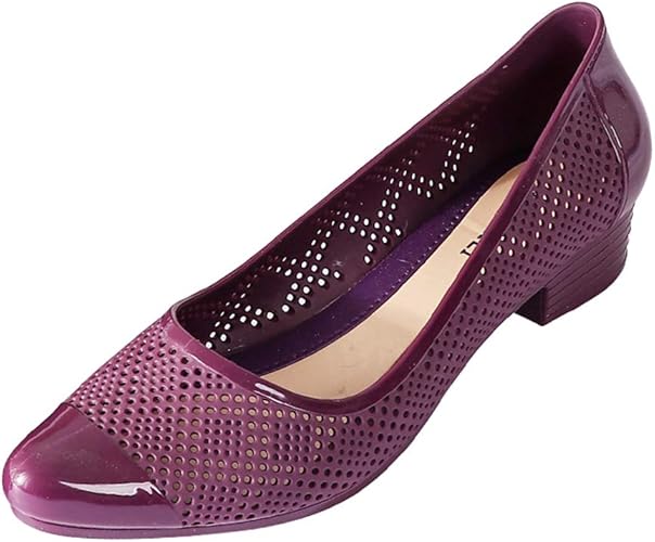 Amazon Estoni 梅雨対策 パンプス レディース レインシューズ おしゃれ 美脚 太ヒール 3cm 防水性 撥水加工 穴空き メッシュ 通気性 速乾性 雨の日 日常着用 カジュアル 通勤 オフィス 婦人靴 Pvc Estoni レインシューズ