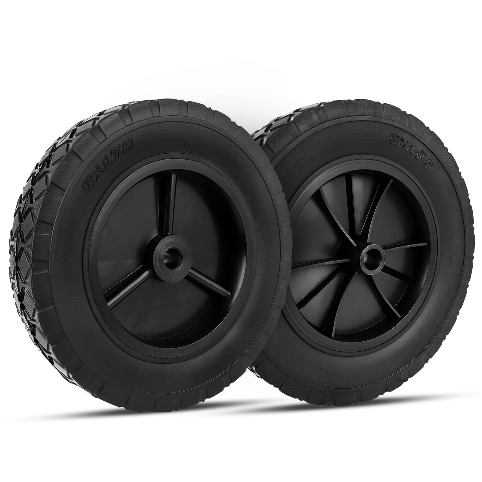 Photo 1 of 72-108 Wheels Replaces for Oregon, 8 Inch Universal Wheels Tires Compatible with Craftsman AYP MTD Lawn Mower, Radio Flyer Wagon, BBQ Grill, Hand Truck, and Lawn Sprayer, 2 Pack, Black