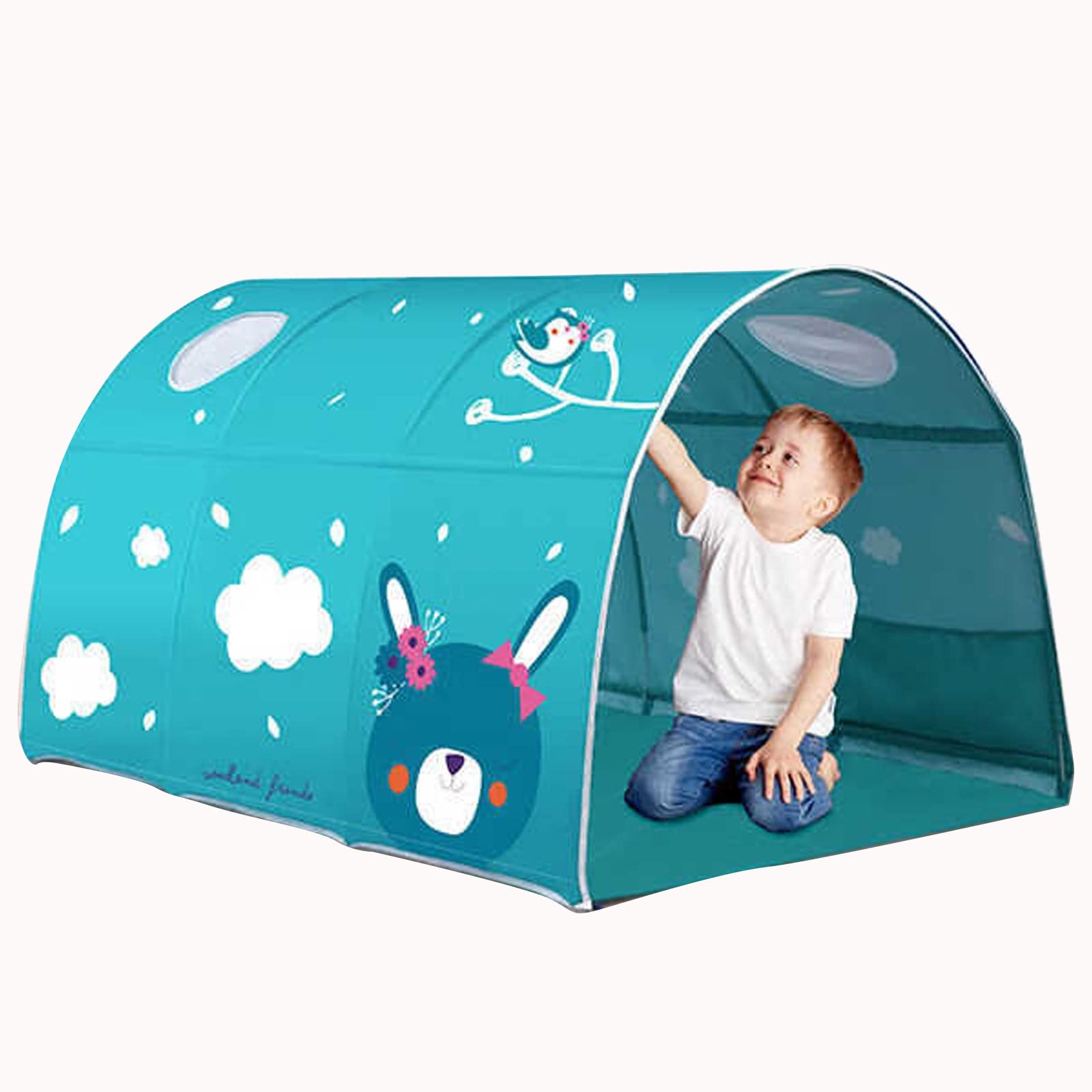 Children's Cabin Bed Tunnel Tent for 90-100cm in Width Loft Bed Bunk Tent,Fabric,Sky Blue, Single