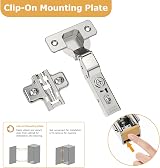 Furniware 2 Pcs Soft Close Cabinet Hinges 110 Degree 35mm Concealed view 6