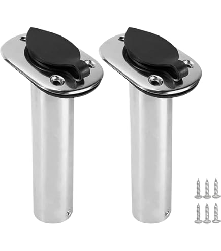 Amazon.com: Manifish Polished Fishing Rod Holder Flush Mount, Stainless  Steel 90 Degree Flush Mount Fishing Rod Holder for Boat, 0 Degree Fishing  Pole Holder with Rubber Cap, PVC Liner & Gasket :