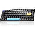 UKVEY 68 Key Low-Profile Mechanical Keyboard, Supports Multiple Devices, Tri-Mode Wired/2.4G Wireless/Bluetooth, 60% Compact, Compatible with Mac/Win, 1500mAh Rechargeable (Black, Red Switch)