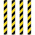Therwen 4 Pcs Reflective Sign Post Panel 30 x 3'' Aluminum Customized Outdoor Weather Resistant Street Warning Signs Post Panel Reflective Road Markers, Easy to Install(Black, Yellow)