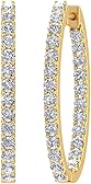 2 1/2 Carat inside-out Natural Diamond Hoop Earrings for Women in 14K Gold or in Platinum (I1-I2 Clarity)