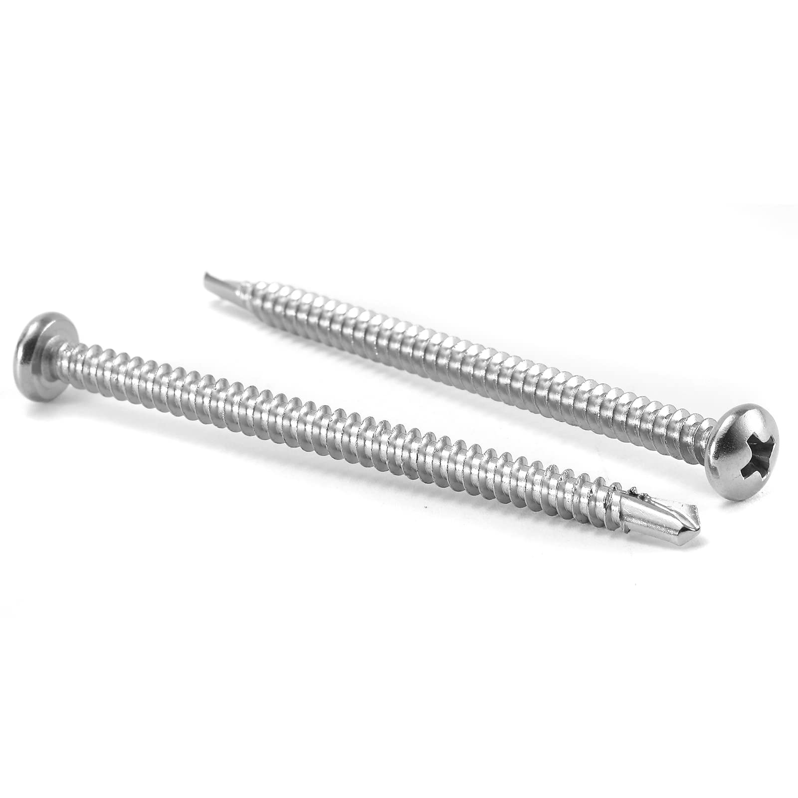 View 1 of #12 x 3" Sheet Metal Screws 100Pcs 410 Stainless Steel Pan Head Fast Self Tapping Screws by SG TZH