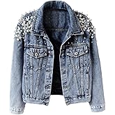 Kedera Women's Jean Jacket Embroidered Rivet Pearl Short Denim Jacket Coat