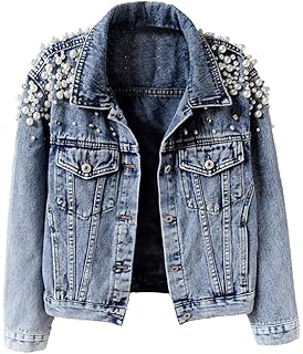 jeans jacket with pearls