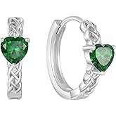 Inpasne Celtic Knot Hoop Earrings 925 Sterling Silver Infinity Huggie Earrings with Birthstone Irish Jewelry Gifts for Women