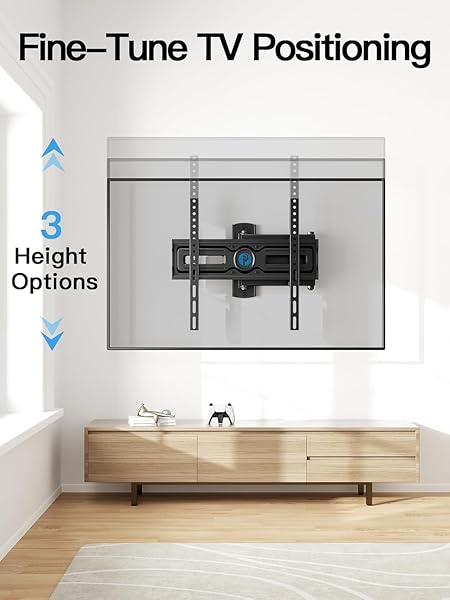 PIPISHELL FULL MOTION TV WALL MOUNT FOR MOST 26-65 INCH FLAT & CURVED TVS UP TO 77 LBS, ADJUSTABLE BRACKET HEIGHT, CORNER TV MOUNT WITH SINGLE ARTICULATING ARM, MAX VESA 400X400MM, PIMF9