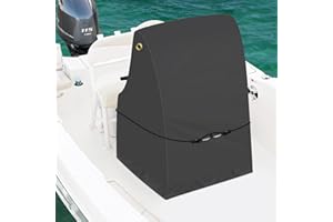 Caminor Boat Center Console Cover, 1200D Waterproof Center Console Cover for Boat with Windproof Elastic Strap, Heavy Duty Marine Grade Polyester Boat Console Cover,Black, 44" L x 34" W x 60" H