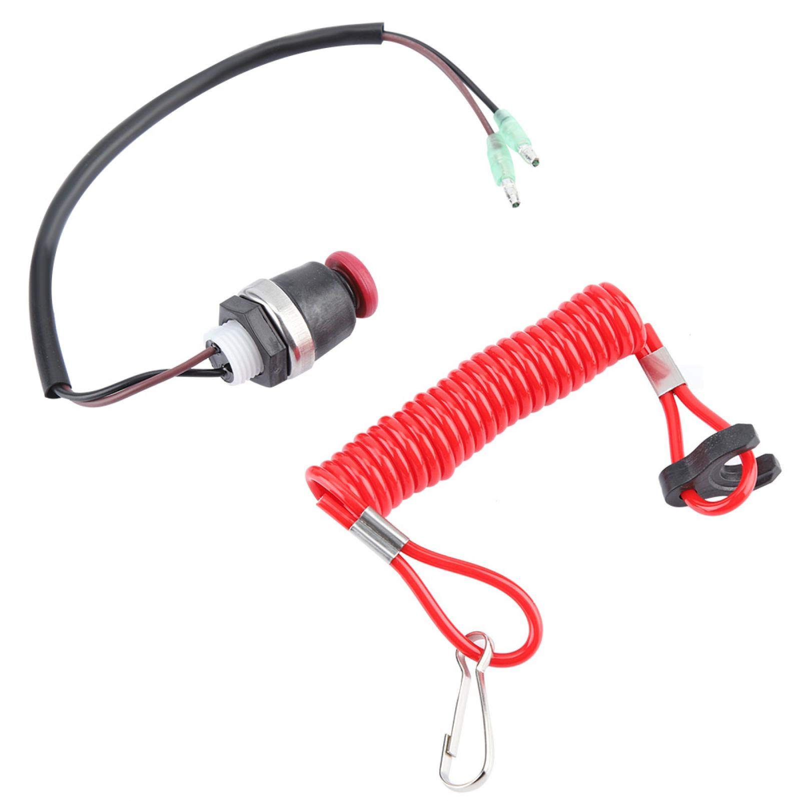 Outboard Kill Switch,Safety Tether Motor Engine Ignition Emergency Kill Stop Switch Key Cord Lanyard Rope for Marine Tohatsu Motorboat and Outboard Motors without Battery and Electric Start