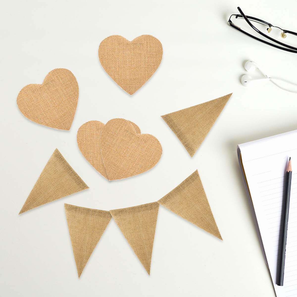 Jeteven 4.5m 15 Flags DIY Liebe Form Hochzeit Vintage Herz Jute Bunting Banner, Wimpel Hessischen Girlande Rustikal für Hochzeit Party oder andere Festivalfeier(4.5m)