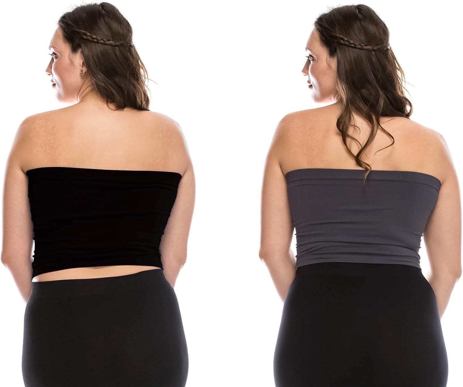 Kurve Women’s Plus Size Bandeau - Strapless Tube Top Stretchy Seamless Sexy Crop Tank Tops, UV Protective Fabric UPF 50+ (Made in USA) at  Women’s Clothing store