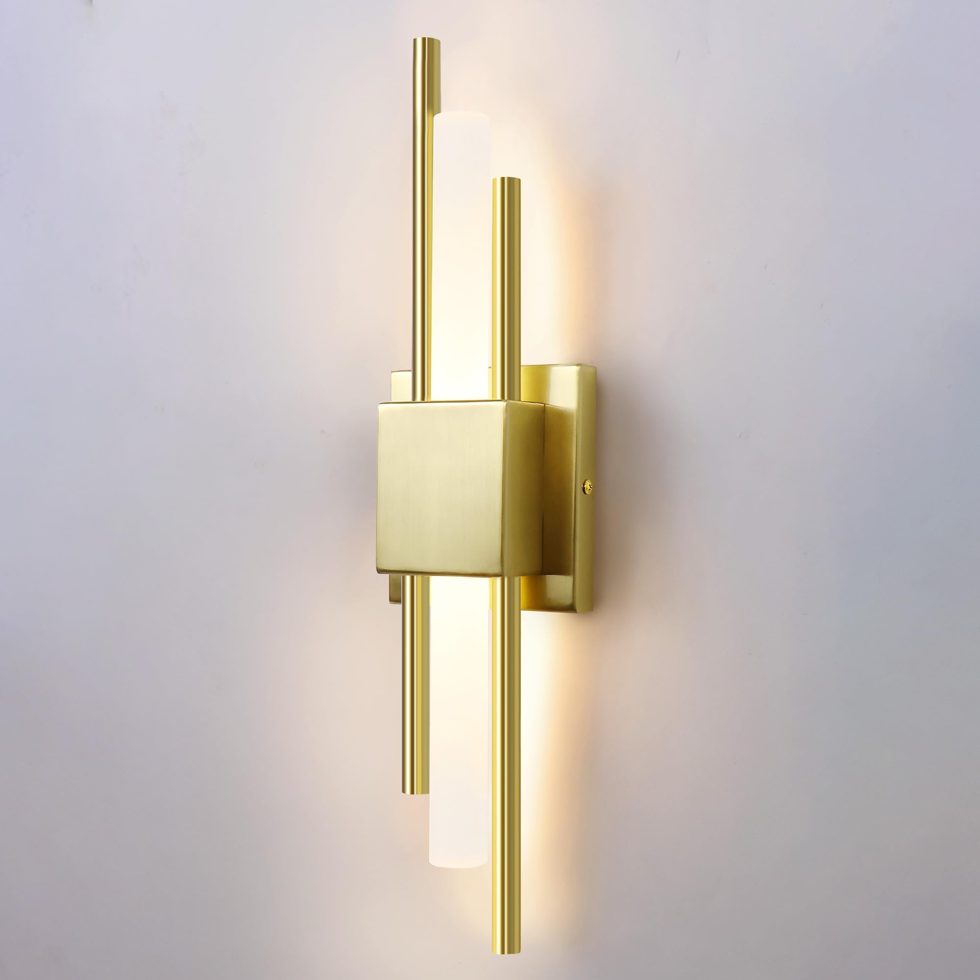 Photo 1 of LOSNEOLAZ LED Wall Sconces,3000K Warm Light Acrylic Brushed Gold Wall Sconce for Bedroom,Bathroom,Living Room,Hallway(1 pcs)