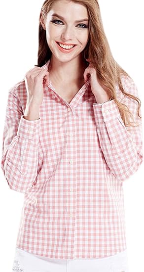 Amazon C Princess シャツ レディース 長袖 チェック オフィス 秋 冬 インナー 襟つき カットソー おしゃれ ｔシャツ エレガント ワイシャツ 綿 Xxxl Fピンク 服 ファッション小物 通販