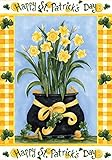 Happy St. Patrick's Day Garden Flag Pot of Gold Daffodils 12.5