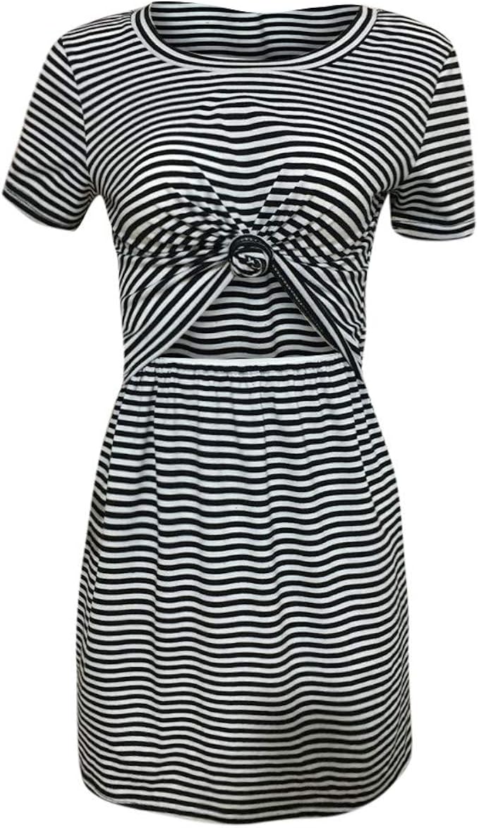 Kleid Schwarz Weiß Kurzarm