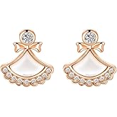 Real 14K Gold Plated Stud Earrings Women: Trendy Real 18K White Gold Dipped Silver Hypoallergenic Studs Earrings Dainty Simple Minimalist Jewelry Valentine's Day Gifts for Her