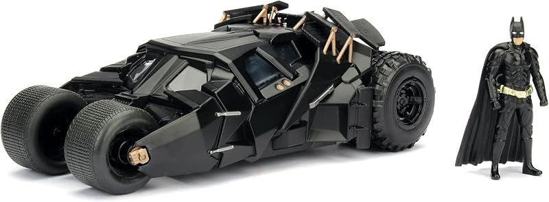 253215005 Batman The Dark Knight Batmobile in Scala 1:24 con Personaggio di Batman in Die Cast, Nero, One Size