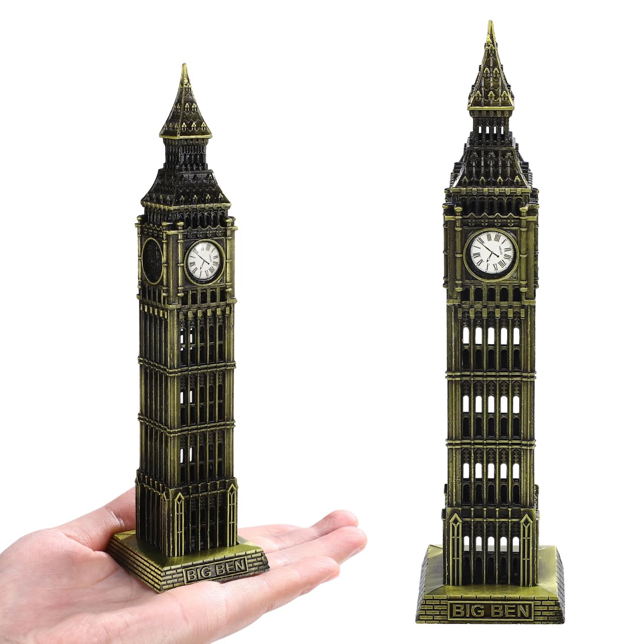 Beavorty Vintage Metal Big Ben Model (Bronze Finish) - Iconic London Landmark Clock Tower Sculpture | Classic British Architecture Ornament for Home, Office Desk & Bookshelf Decor - Souvenir Gift