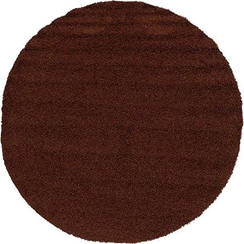 Unique Loom Solid Shag Collection Area Rug (8' Round, Chocolate Brown)
