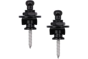 Guitar Strap Lock, Dreokee Heavy Duty Metal Guitar Security Straplocks Buttons Strap Retainer System Guitar Strap Lock Set for Acoustic/Bass/Electric Guitars, Pack of 2 (Black)
