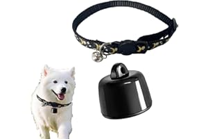 Waterproof Pet Tracker Dat with Collar - Lightweight Bell-Shaped GPS Locator for Cats and Dogs, Real-Time Tracking Collar Com