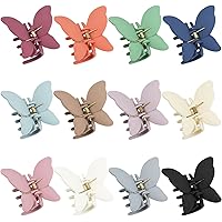 12 Pcs Cute Butterfly Claw Hair Clips 2.6 Inch Non Slip Matte Jaw 12 Colors Strong Hold Butterfly Hair Clamps for Women Girls